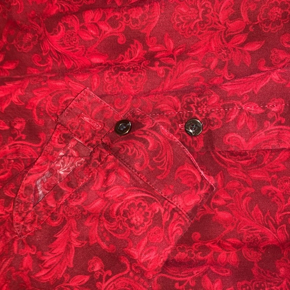 Western Dress Shirt Large red banded collar - Picture 7 of 12